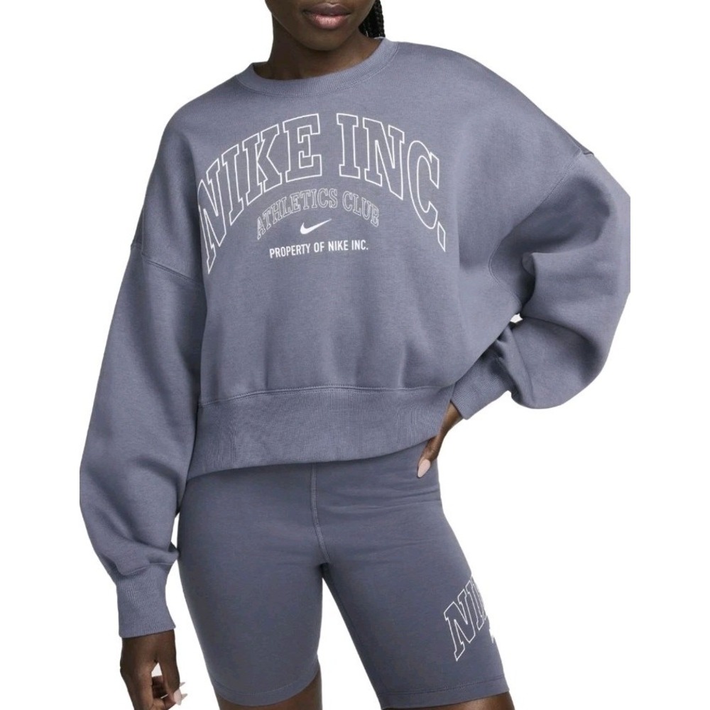 New Nike Sportswear Phoenix Fleece Oversized Logo Crewneck Sweatshirt Purrple S